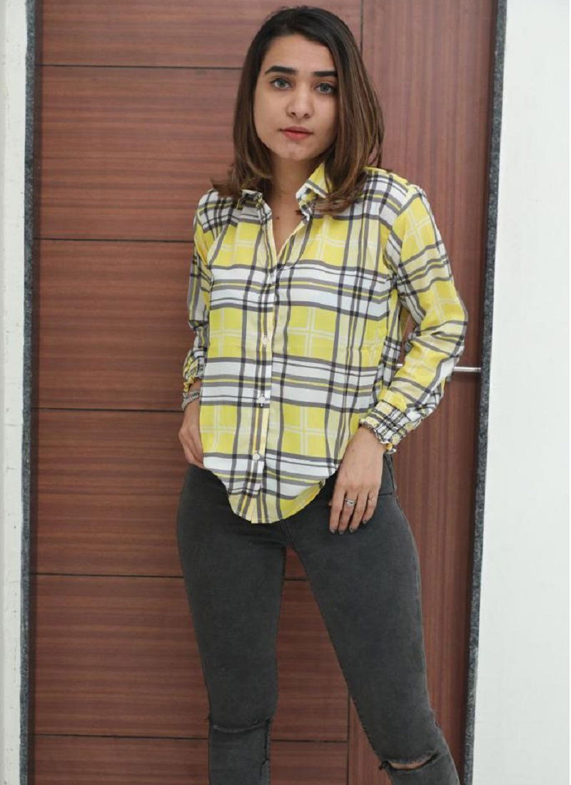 Beautiful cheeks Printed Ladies Shirt's Western Catalog 